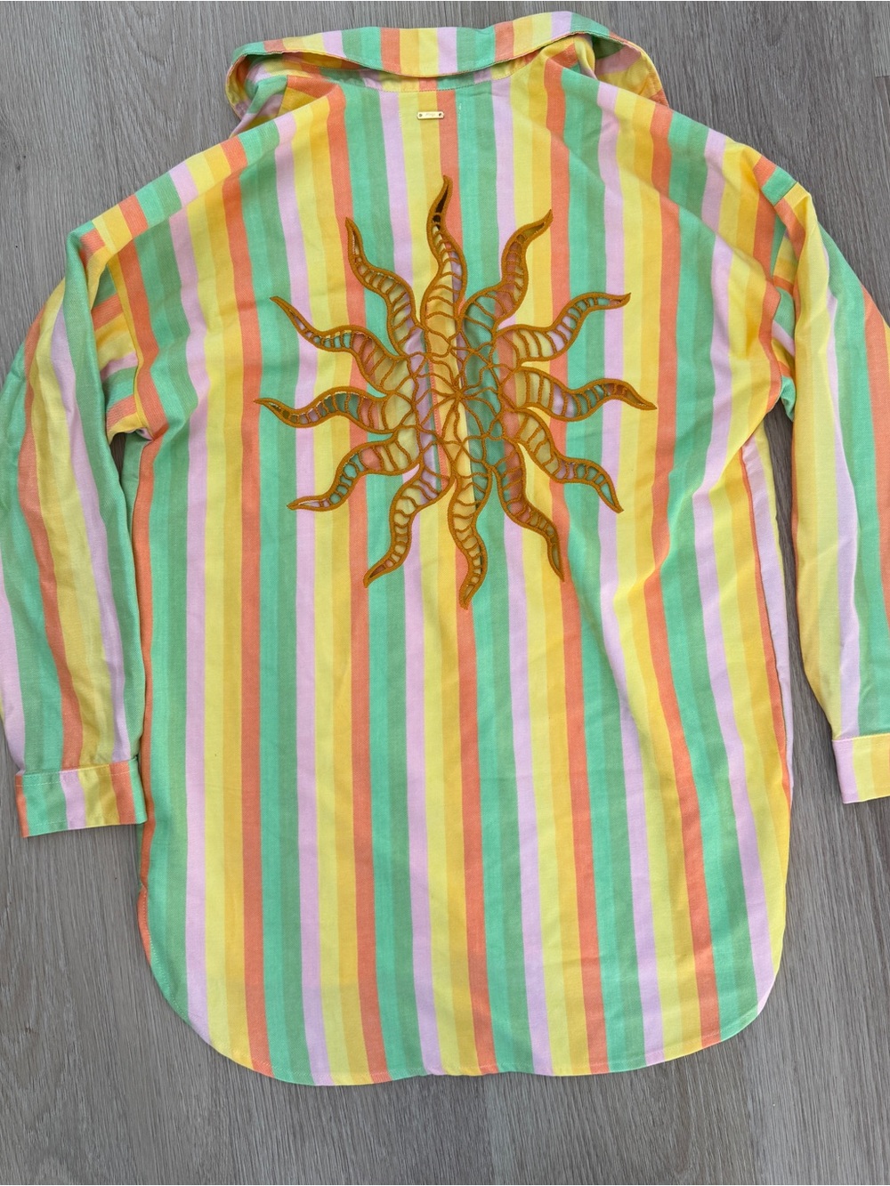Maaji Pastel Multicolor Striped Shirt with Sun Shaped Cut Out